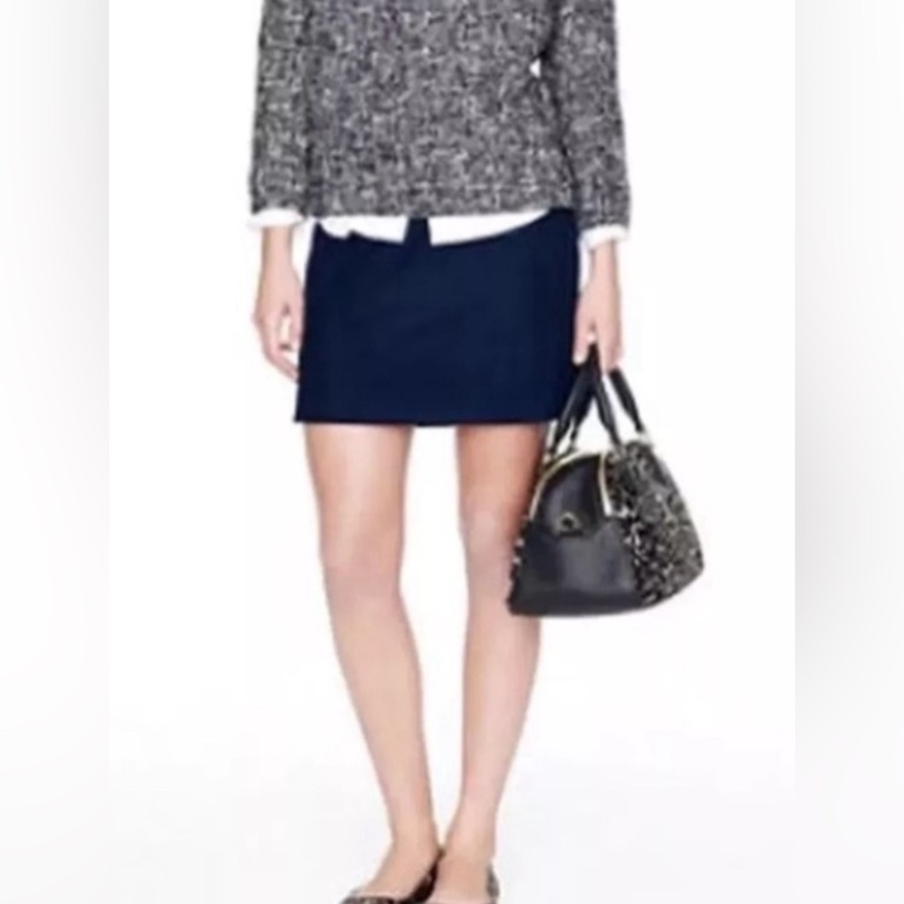 J. Crew Navy Blue Textured Cotton Mini Skirt Size 6